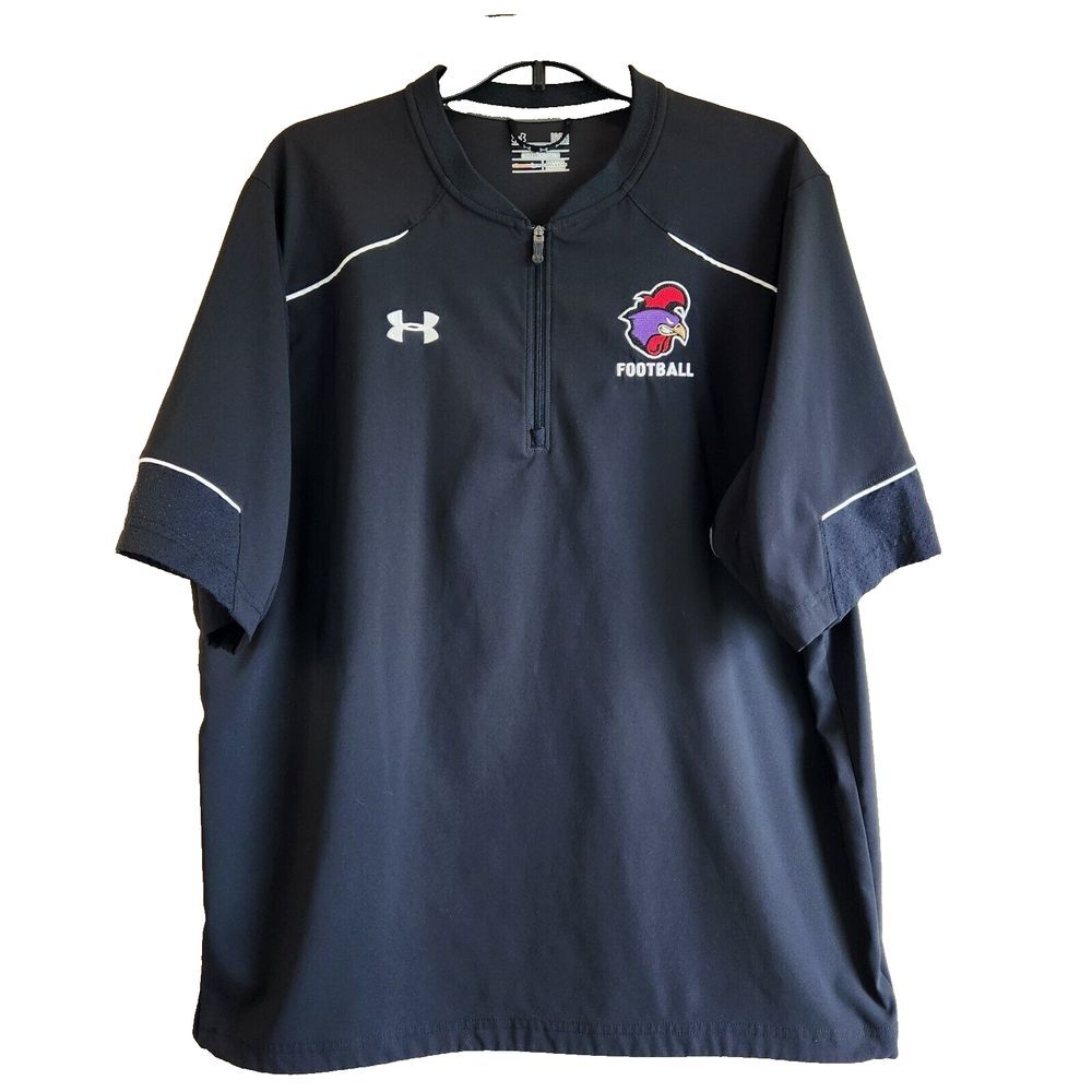 Under Armour Mens Football Shirt Black Large Short Sleeve 1/4‎ Zip Pullover